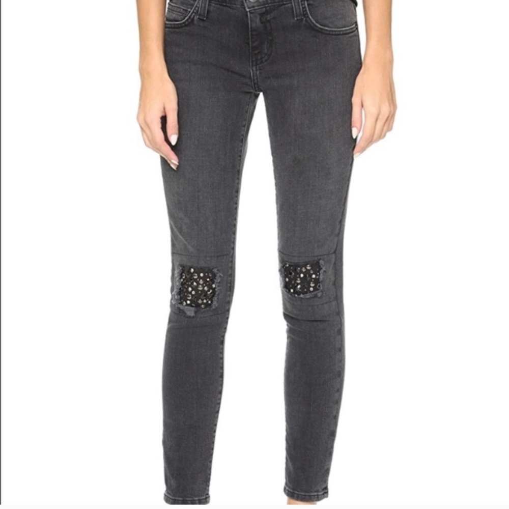 Current/Elliott Stiletto Studded Knee Jeans